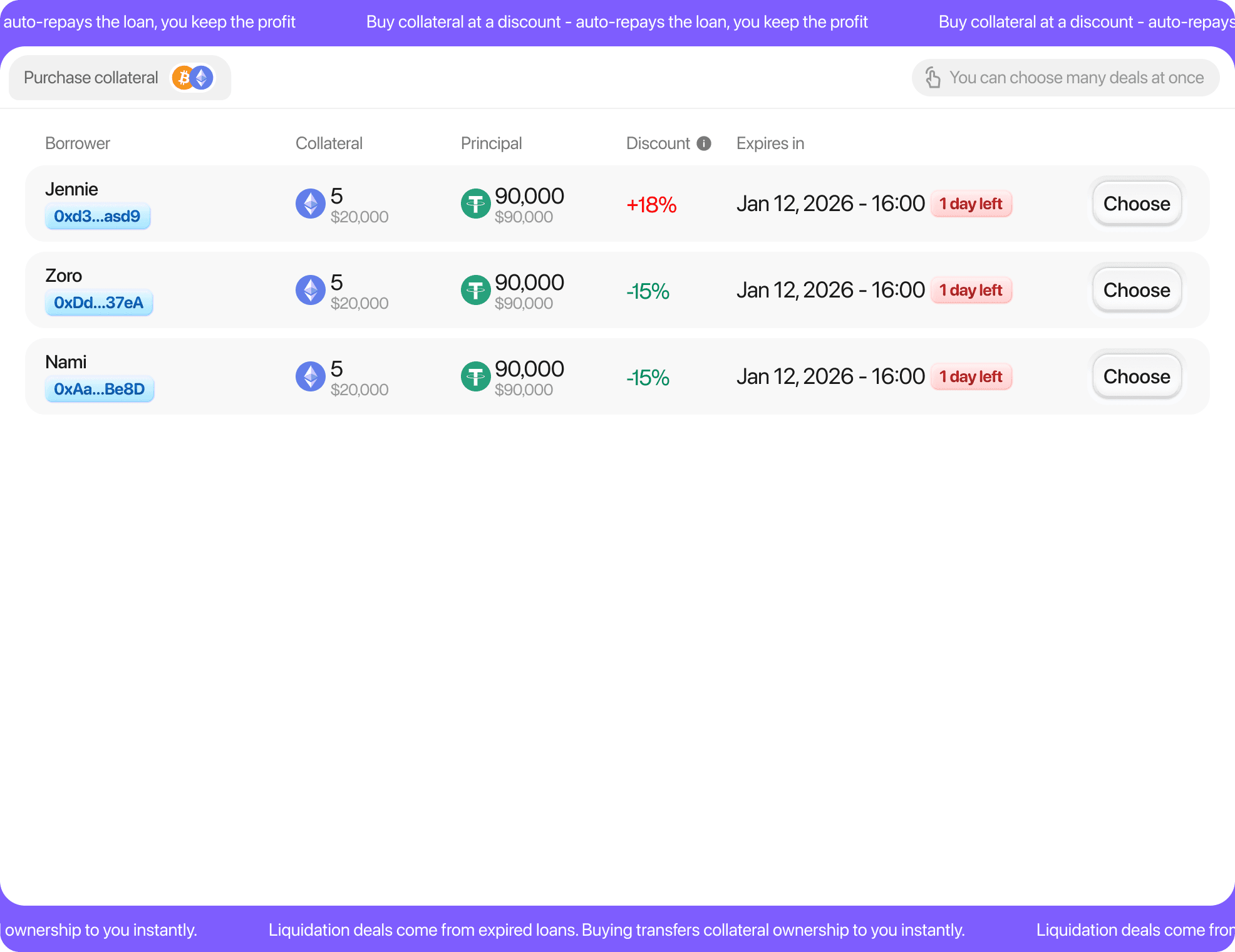 Stormbit Deals: a Dutch auction of defaulted collateral with discount and expiry